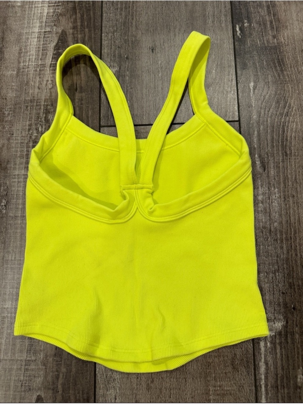 Neon Yellow Ribbed Strappy Tank Top